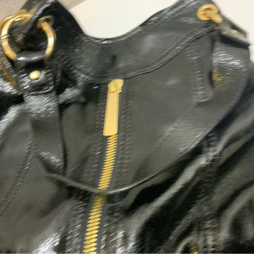 Michael Kors Textured Leather Zipper Shoulder Black Bag Purse - Picture 15 of 15